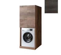 Mobile Lavanderia a Colonna per Lavatrice o Asciugatrice con 2 Ante Installabili Sopra o Sotto 70x70x174A cm in Nobilitato Unika Olmo Scuro