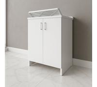 Mobile Lavanderia Bianco Lavabo Resina 45x50x85 Asse Lavaggio cm Doppia Anta