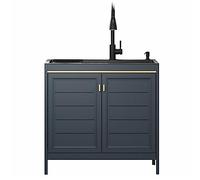 Mobile Lavanderia con Lavatoio,Lavandino da Esterno,Lavello in Acciaio Inox 1 Vasca Autoportante con Rubinetto,Kitchen Sinks,Lavabo con Mobile portaoggetti per Cucina Interno Esterna da Giardino (col