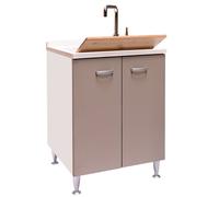 MOBILE LAVANDERIA PILOZZA CM 60X60 ASSE LEGNO MASSELLO FONDO ALLUMINIO SFERA 2