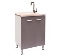 MOBILE LAVANDERIA PILOZZA CM 60X60 ASSE LEGNO MASSELLO FONDO ALLUMINIO SFERA 2