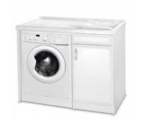 Mobile lavatoio 105x60 cm in Pvc con vasca in resina portalavatrice a DX Bianco