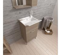 Mobile lavatoio 45cm quercia naturale con vasca e asse lavapanni | Pratico