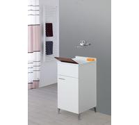 Mobile Lavatoio 45x50 Nobilitato Melaminico Bianco con Vasca in Resina Sifone