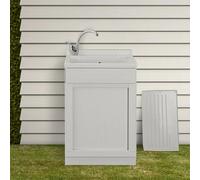 Inbagno Mobile lavatoio in Resina salvaspazio, Misure 45/50/60, Completo di tavoletta e Kit di Scarico, Bianco (45x60)