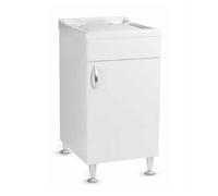 Mobile lavatoio 50x50 cm in legno Bianco a 1 anta con vasca in resina