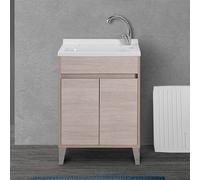 Mobile lavatoio 60x50 rovere chiaro con vasca asse e kit scarico Way