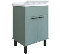 Mobile Lavatoio 60x50x85 cm in PVC Verde Vasca in PP Doppia Anta