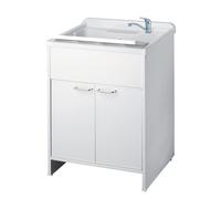 Mobile lavatoio 60x60 cm vasca in resina con asse e kit di scarico