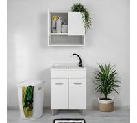 Mobile lavatoio 70x40 con Vasca Lavapanni in Resina con Strofinatoio Athena