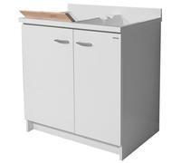 Mobile Lavatoio 80x60x85cm 2 Ante 2 Vasche Asse in Legno Montegrappa Marella Bianco