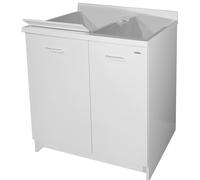 Mobile Lavatoio 80x60x85cm 2 Ante 2 Vasche Asse in Termoplastico Montegrappa Edilla Bianco con Cesto