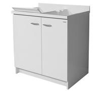 Mobile Lavatoio 80x60x85cm 2 Ante 2 Vasche Asse in Termoplastico Montegrappa Marella Bianco