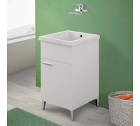 Mobile lavatoio bianco 45x50 con vasca in ceramica e strofinatoio
