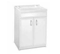 Mobile lavatoio con 2 ante 60x60 cm in Pvc con vasca in resina Bianco