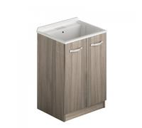 Mobile Lavatoio con 2 Ante in Legno Olmo Vaschetta in Resina Bagno Lavabo