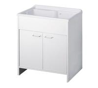 Mobile lavatoio con doppia anta in pvc colore bianco 80x50X85H cm - Artemio
