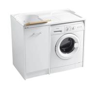Mobile Lavatoio Coprilavatrice Bianco a Dx e Vasca a Sx L=106 P=50 H=90 COL