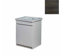 Mobile Lavatoio in Ceramica 2 Ante e Strofinatoio Integrato 60x60x86A cm Olmo Scuro