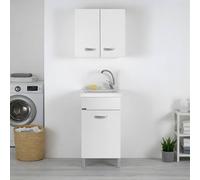 Mobile Lavatoio in Ceramica Pilozzo 45x50 Lavanderia con Asse Lavapanni e Mobile