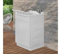 Mobile Lavatoio in Kit 50x50 cm con Vasca in Resina colore Bianco