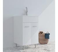 Mobile lavatoio in legno 60x50 50x50 45x50 cm asse lavapanni pilozza vasca in resina lavanderia (60x60 cm, Bianco)