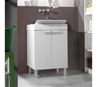 Mobile lavatoio in legno Bianco con 2 ante e vasca in resina 59x51 cm