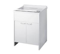 Mobile lavatoio in Pvc a 2 ante Bianco con vasca in resina 60x50 cm