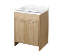 Mobile lavatoio in Pvc a 2 ante Rovere Naturale con vasca in resina 60x50 cm