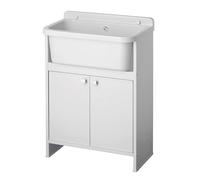 Mobile lavatoio in Pvc con vasca ad inserimento 55x34 cm a 2 ante Bianco