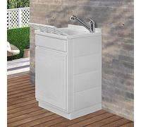 Mobile lavatoio in Resina, ideale per esterni e interni, 45x50-50x50-45x60-60x50-60x60, COMPLETO di asse lavaggio e kit sifone + piletta (50x50)