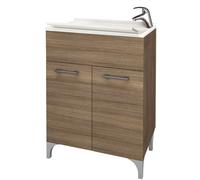 Mobile lavatoio lavanderia in legno rovere fumo montato cm con vasca e tavoletta