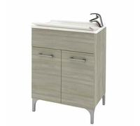 Mobile lavatoio lavanderia in legno rovere grigio 60x50 cm con vasca e tavoletta