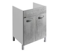 Mobile Lavatoio Lavanderia Legno 60x50 Ante con Pilozza Lavapanni Ceramica Nera