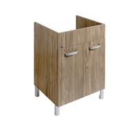 Mobile Lavatoio Lavanderia Legno 60x50 Ante con Pilozza Lavapanni Ceramica Nera