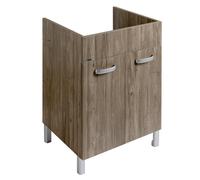 Mobile Lavatoio Lavanderia Legno 60x50 Ante con Pilozza Lavapanni Ceramica Nera