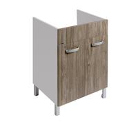 Mobile Lavatoio Lavanderia Legno 60x50 Ante con Pilozza Lavapanni Ceramica Nera