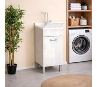 Mobile Lavatoio Legno Chiaro 45X50 DOMINA PLUS Design Moderno Wood Bianco