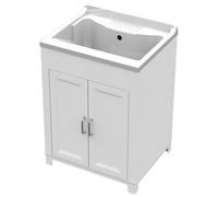 Mobile lavatoio resina bianca 60x50x84 cm per esterno con lavabo integrato