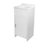 Inbagno Mobile lavatoio salvaspazio in PVC con lavabo in resina Bianco Kit scarico incluso (43x35)