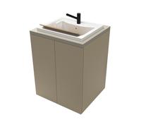 Mobile lavatoio tortora 79x65 cm con ante e vasca in resina Wanda