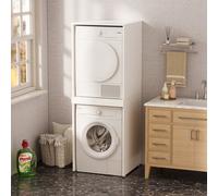 Mobile lavatrice-asciugatrice con ripiano estraibile, mobile lavatrice per lavatrice e asciugatrice, colonna di lavaggio, 180 x 65 x 66 cm, mobile lavatrice, capacità di carico 100 kg (bianco) Colore: