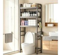 Mobile Lavatrice da Posizionare Sopra WC con Portaoggetti Integrato | Mensole Sopra WC for Bagno e Lavanderia, Larghezza Regolabile da 55 a 80 cm, Piedini di Livellamento Regolabili