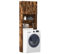 Mobile Lavatrice Rovere Fumo 190x64x24 cm,Mobile Bagno Lavatrice, Mobiletto Porta Lavatrice da Bagno con Scaffale e Armadietti in Legno Multistrato (Peso 25,8KG)