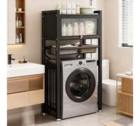 Mobile Lavatrice Scaffale Sopra La Lavatrice Mobile Asciugatrice, 3 Mensole, con Cestino Portaoggetti Scaffale Bagno, per Bagno, Cucina, Balcone, Lavanderia, Salvaspazio(Black)