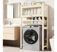 Mobile Lavatrice Scaffale Sopra La Lavatrice Mobile Asciugatrice, 3 Mensole, con Cestino Portaoggetti Scaffale Bagno, per Bagno, Cucina, Balcone, Lavanderia, Salvaspazio(White)
