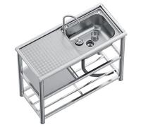 Mobile Lavello Cucina 1 vasca,Lavandino da Esterno con Tappo di Scarico dell'Acqua,Portatile Lavatoio da Giardino Campeggio,Lavabo Commerciale Professionale,per Interno,Ristorante,Bar,Caffè,Garage(100