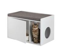 Mobile Lettiera per Gatti 2 in 1 Panca Pouf e Cuccia Casetta Chiusa HLP 45,5 x