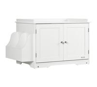 Mobile Lettiera per Gatti a 2 Ante con Divisorio Interno Regolabile 86x48x52 cm Bianco