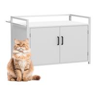 Mobile Lettiera per Gatti Bianco con Ingresso Laterale e Chiusura Magnetica